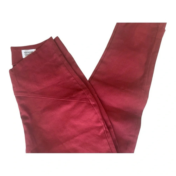 Unique Vintage Burgundy V-Waist Crop Pants Sz M 6-8# 200 - Picture 9 of 9